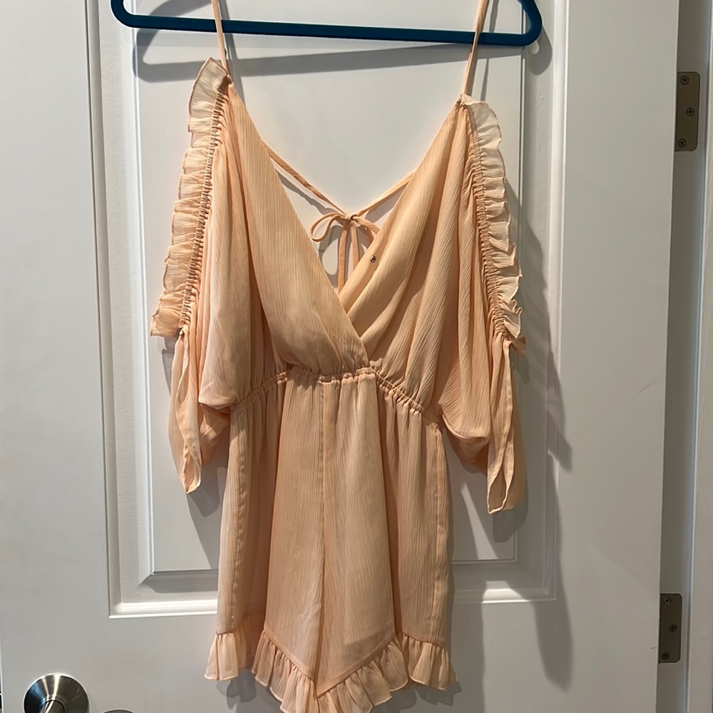 Lovers and Friends Peach Ruffle Romper